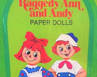 Vintage Raggedy Ann and Andy Paper Dolls 1982 Printable PDF Instant Digital Download Cute Childhood Toy Rag Dolls Clipart