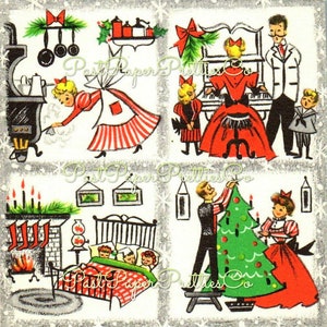 Vintage Printable Victorian Christmas Family Home Life Collage Card Image Instant Digital ...