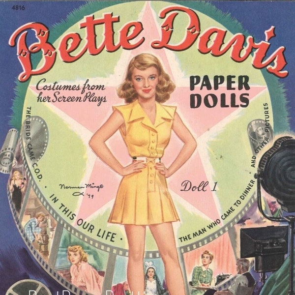 Vintage Movie Star Paper Dolls Bette Davis 1942 PDF Printable Instant Digital Download Pretty Hollywood Actress Starlet Doll Clip Art