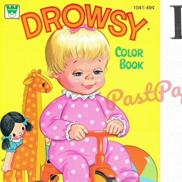 Vintage Printable Coloring Book Pages Drowsy Doll c. 1976 PDF Instant Digital Download Cute Childhood Toy Sleepy Baby Doll 59 Pages