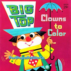 Libro para colorear imprimible vintage Payasos de circo para colorear c. 1967 PDF Descarga digital instantánea Todos los payasos de circo Clipart 33 páginas