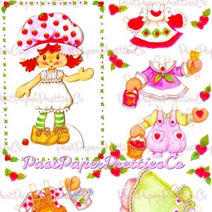 Vintage Strawberry Shortcake Paper Doll Greeting Card Image Printable PDF Instant Digital Download Cute Childhood Toy Dolly Clipart