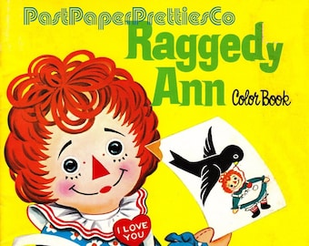 Vintage Printable Raggedy Ann Coloring Book c. 1979 PDF Instant Digital Download Cute Toy Ann & Andy Dolls 25 Pages to Color