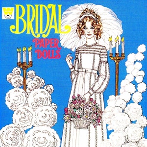Bambole di carta da sposa vintage 1971 PDF stampabile Download digitale istantaneo Groovy Hippie Chick Flower Child Retro Bride Groom Clothes Clip Art