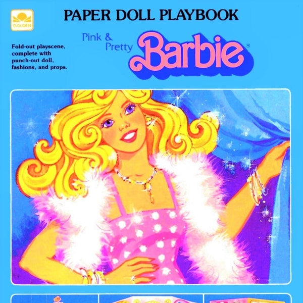 Vintage Barbie Paper Dolls Playset Pink and Pretty Fashion Show Playbook 1983 Printable PDF Instant Digital Download Eighties Toy Doll Z1