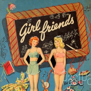 Vintage Paper Dolls Girlfriends 1944 Printable PDF Instant Digital Download 5 Pretty Girl Friends Dolls Clip Art