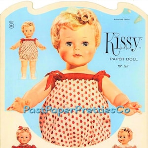 Bonecas de papel vintage Kissy Doll 1963 PDF para impressão Download digital instantâneo Boneca de brinquedo infantil fofa Clip Art