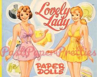 Vintage Lovely Lady Paper Dolls 1948 PDF Printable Instant Digital Download Two Pretty Ladies  1940s Fashion Clip Art