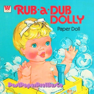 Vintage Paper Dolls Rub-A-Dub Dolly 1977 Printable PDF Instant Digital Download Nostalgic Childhood Bathtime Toy Doll Clip Art