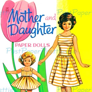 Muñecas de papel vintage de madre e hija de 1948 (PDF imprimible, descarga digital instantánea) Imágenes prediseñadas de lindas muñecas de mamá y yo con atuendos a juego