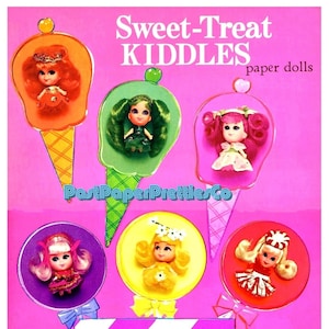 Bonecas de papel vintage Sweet Treat Liddle Kiddles 1969 PDF para impressão Download digital instantâneo 6 bonecos de brinquedo fofos de infância clipart