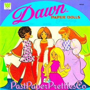 Bonecas de papel vintage Dawn Fashion Dolls Retro 1971 PDF para impressão Download digital instantâneo Bonecas de brinquedo de infância fofas Fashion Clipart Z1