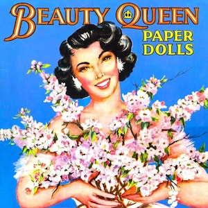 Bonecas de papel da rainha da beleza vintage 1948 PDF para impressão Download digital instantâneo 3 lindas bonecas de concurso de meados do século Clip Art
