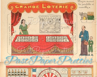 Vintage Lottery Booth Scene Printable Paper Craft Cut Outs PDF Instant Digital Download Miniature Town Carnival Lotto Store Playset Diorama