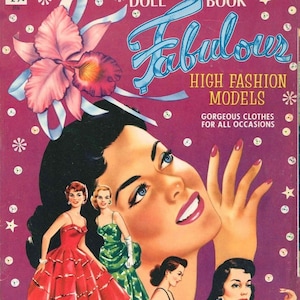 Bonecas de papel vintage, modelos fabulosos de alta costura, 1958, PDF para impressão, download digital instantâneo, 3 belas mulheres e roupas, clip art