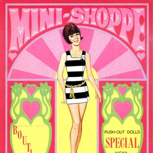 Vintage Boutique Paper Dolls Sixties Fashion Models 1968 PDF Printable Instant Digital Download Mod Bohemian Pretty Gals Ladies