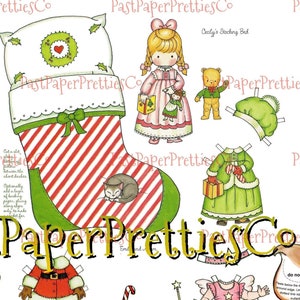 ヴィンテージの印刷可能なクリスマスペーパードール、愛らしい女の子と男の子のペーパープレイエット、PDF インスタントデジタルダウンロード、かわいいキッチュなホリデーキッズクリップアート