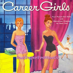 Bonecas de papel vintage Garotas de carreira c. 1950 PDF para impressão Download digital instantâneo 2 Lindas mulheres de carreira Garotas trabalhadoras Clip Art