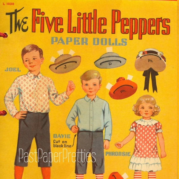 Vintage Paper Dolls The Five Little Peppers 1941 PDF Printable Instant Digital Download Cute Old Fashioned Family Dolls Clip Art