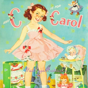 Vintage Paper Dolls B is for Betsy C is for Carol 1954 PDF imprimable Téléchargement numérique instantané 2 petites filles mignonnes et robes Clip Art