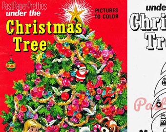Vintage Christmas Coloring Book Under The Christmas Tree 1970s Printable PDF Instant Digital Download 68 Pages Childhood Holiday Memories