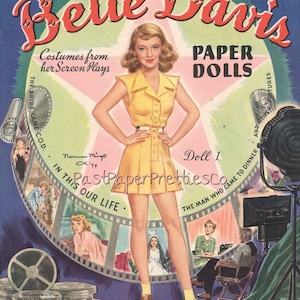 Vintage Movie Star Paper Dolls Bette Davis 1942 PDF Printable Instant Digital Download Pretty Hollywood Actress Starlet Doll Clip Art