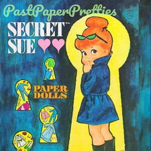 Bonecas de papel vintage Secret Sue Toy Doll 1967 PDF para impressão Download digital instantâneo Cute Secret Agent Spy Childhood Toy Dolly Clip Art