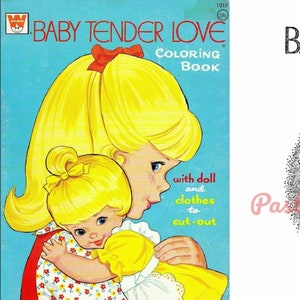 Livro de colorir vintage para impressão Boneca de amor terno bebê c. 1976 PDF Download digital instantâneo Boneca de brinquedo infantil fofa 52 páginas