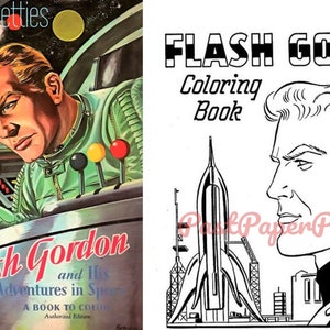 Vintage Printable Flash Gordon Coloring Book Pages 1958 Sci Fi Adventures in Space PDF Instant Digital Download Retro Science Fiction