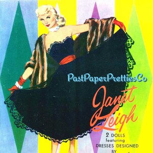 Vintage Movie Star Paper Dolls Janet Leigh Cut-Out Dolls 1957 Printable PDF Instant Digital Download Hollywood Actress Starlet Clip Art