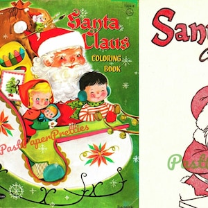 Vintage Printable Christmas Santa Claus Coloring Book c. 1961 PDF Instant Digital Download 27 Pages Holiday Activity Book