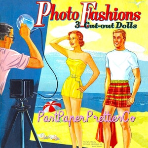 Vintage Paper Dolls Photo Fashions 3 Cut-Out Dolls 1953 PDF Printable Instant Digital Download Lady Man Models Clip Art