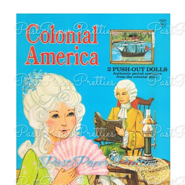 Vintage Paper Dolls Colonial America c. 1974 PDF Printable Instant Digital Download Pilgrim Quaker Couple Authentic Period Costumes