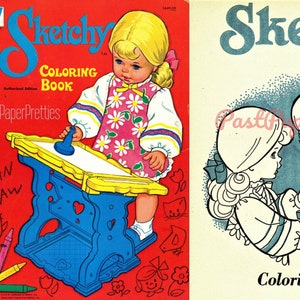 Páginas de livro de colorir para impressão vintage Sketchy Doll c. 1969 PDF Download digital instantâneo Boneca de brinquedo infantil fofa Mais de 100 páginas