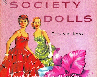 Vintage Paper Dolls Society Dolls c. 1963 PDF Printable Instant Digital Download 2 Pretty Ladies and Sixties Fashions Clip Art