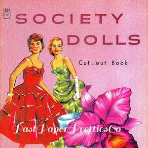 Vintage Paper Dolls Society Dolls c. 1963 PDF Printable Instant Digital Download 2 Pretty Ladies e Clip Art da Moda dos Anos 60