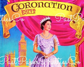 Vintage Paper Dolls Queen Elizabeth II Royal Family Coronation C