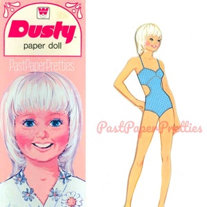 Bonecas de papel vintage empoeiradas bonecas retrô fashion 1976 PDF para impressão download digital instantâneo boneca de brinquedo infantil fofa clip art Z1