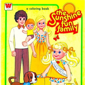 Vintage The Sunshine Fun Family Coloring Book Printable PDF Download digital instantâneo Bonecas de brinquedo de infância fofas 60 páginas para colorir