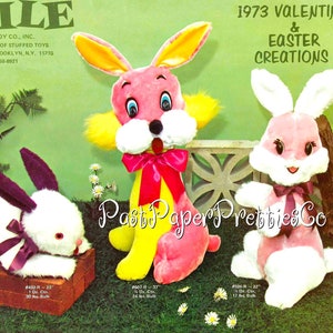 Catálogo de brinquedos de pelúcia retrô vintage dos anos 1970, livro para impressão em PDF, download digital instantâneo, Smile Novelty Toy Co, pelúcias de Páscoa para namorados