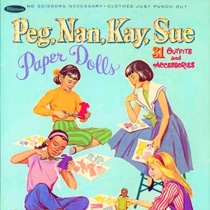 Vintage Papierpuppen Peg Nan Kay Sue International Friends c. 1966 druckbare PDF Sofortiger digitaler Download Cute Preteens Tweens Teens Clip Art