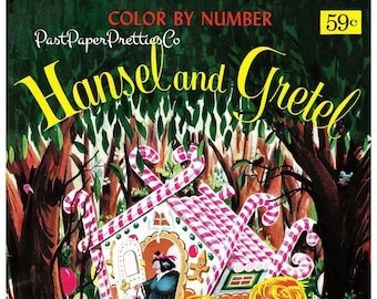 Vintage Printable Hansel and Gretel Story Coloring Book Paint By Number PDF Instant Digital Download 48 Storybook Fairytale Pages To Color