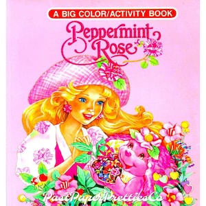 Libro de actividades para colorear con rosas de menta vintage, PDF imprimible, descarga digital instantánea, muñeca de juguete infantil retro, 54 páginas para colorear