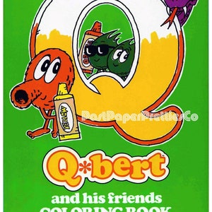 Vintage QBert Coloring Book Printable Q*Bert and His Friends Retro 80s Video Game PDF Instant Digital Download Q*Bert Clipart 65 Pages