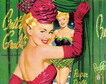 Vintage Movie Star Paper Dolls Betty Grable c. 1953 Printable PDF Instant Digital Download Hollywood Star Starlet Clip Art