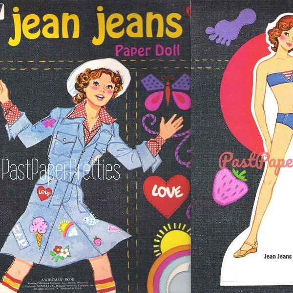 Vintage Paper Dolls Jean Jeans Retro Fashion Doll 1975 Printable PDF Instant Digital Download Cute Childhood Toy Doll Clip Art