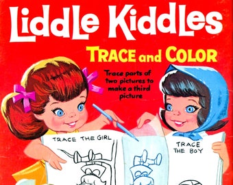 Vintage Printable Coloring Book Liddle Kiddles Trace n Color 1967 PDF Instant Digital Download Cute Childhood Toy 48 Pages to Color