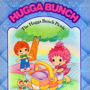 Livro de colorir para impressão vintage The Hugga Bunch Picnic 1985 PDF Download digital instantâneo Bonecas de brinquedo de infância fofas Clipart 32 páginas
