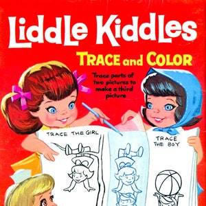 Livro de colorir vintage para impressão Liddle Kiddles Trace n Color 1967 PDF Download digital instantâneo Brinquedo fofo de infância 48 páginas para colorir