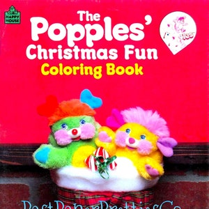 Vintage The Popples Christmas Coloring Book 1986 PDF para impressão Download digital instantâneo Brinquedos de pelúcia fofos para crianças 48 páginas para colorir